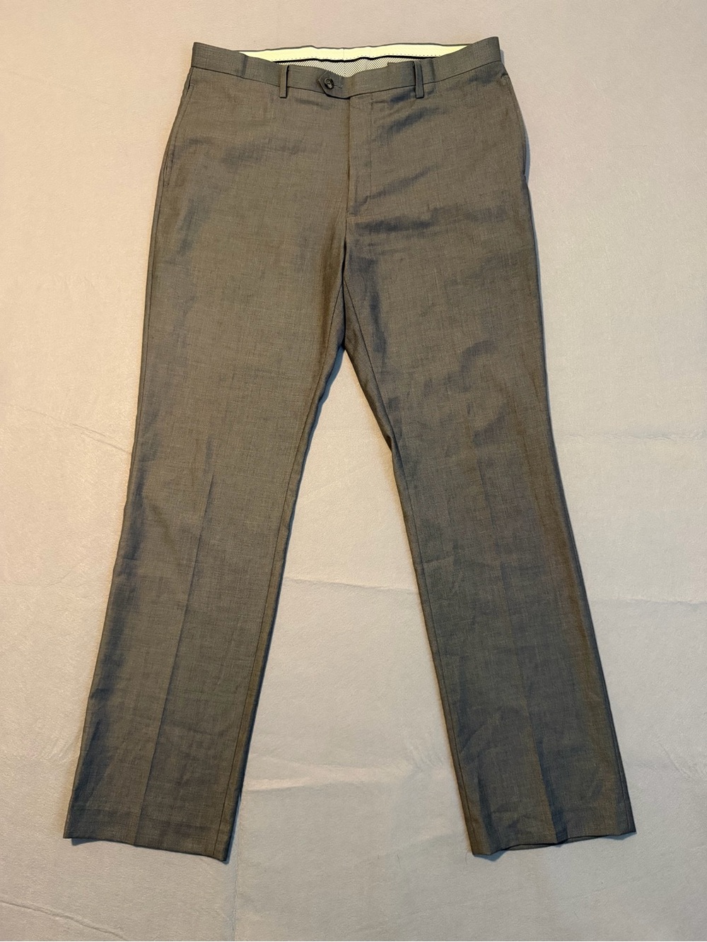 Daniel Cremieux Gray Poly Viscose Blend Flat Front Trousers 38x30 Washable Pants